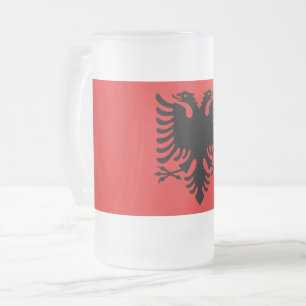 Mugg med flagga av Albanien, fryst Glas