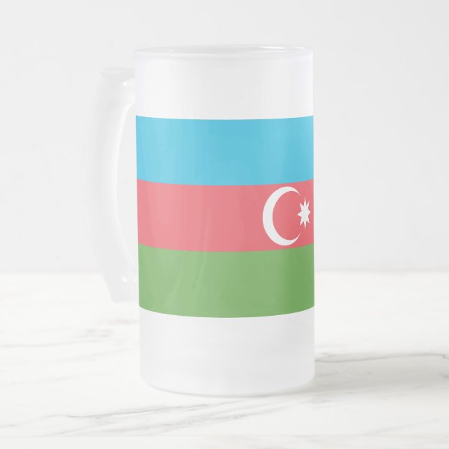 Mugg med flagga av Azerbajdzjan, frostat, glaset (Framsida vänster)