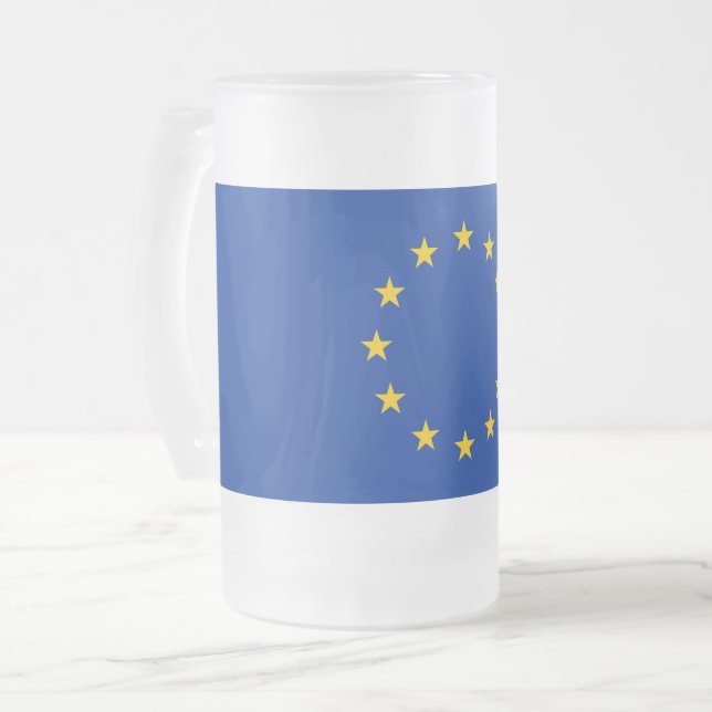Mugg med flagga av Europa, frostat, glaset (Framsida vänster)