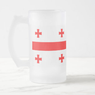 Mugg med flagga av Georgien, fryst Glas