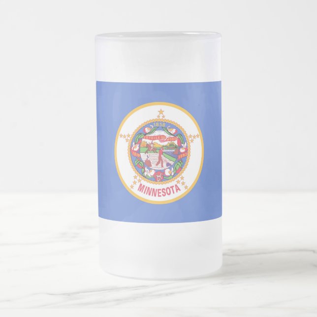 Mugg med flagga av Minnesota, fryst Glass (Center)