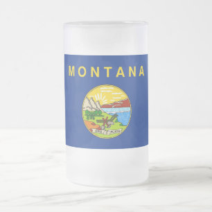 Mugg med flagga av Montana, frostat Glas