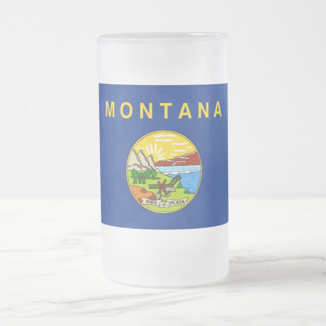 Mugg med flagga av Montana, frostat Glas (Center)