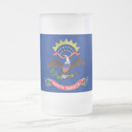 Mugg med flagga av North Dakota, fryst glasflaska