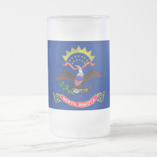 Mugg med flagga av North Dakota, fryst glasflaska