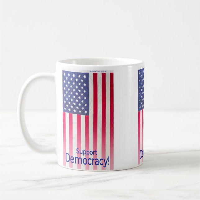 Mugg med Flagga "Support Democracy" (Vänster)