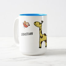 Mugg med giraff och fåglar