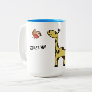 Mugg med giraff och fåglar