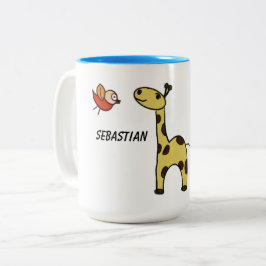 Mugg med giraff och fåglar