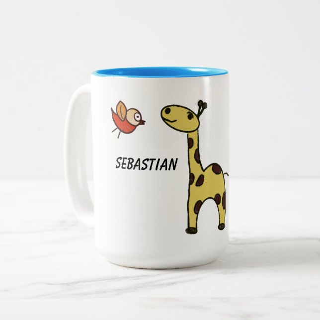 Mugg med giraff och fåglar (Framsida vänster)