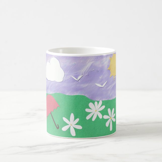 Mugg med Grönt av gräs och Daisy (Center)