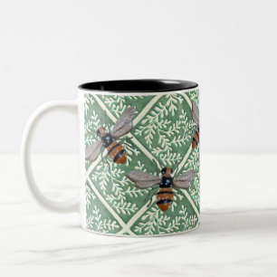Mugg med grönt blad och bin