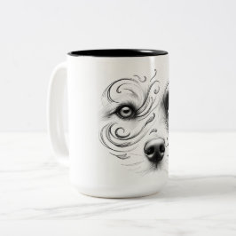 Mugg med hund och ansikte
