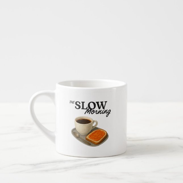 Mugg med kaffe och toastillustration espressomugg (Vänster)