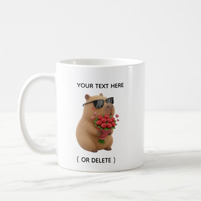 Mugg med Kapybaradjur och blomsterbukett och eget  (Vänster)