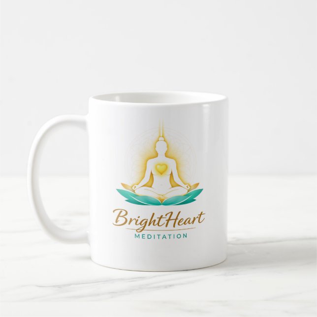 Mugg med kvinnlig Brightheart Meditation-logotyp (Vänster)