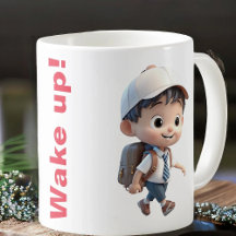 Mugg med larmklockan och söt unge
