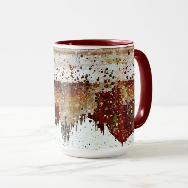 Mugg med lerkänsla och droppande färg (Framsida höger)