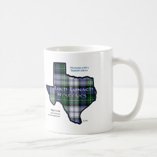Mugg med Loch Lonach Mysteries Tartan Texas Logoty