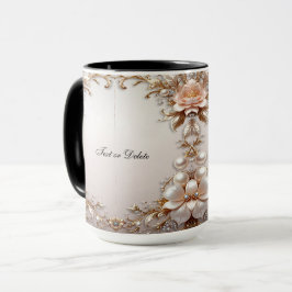 Mugg med mjuka rosa och vita blommor