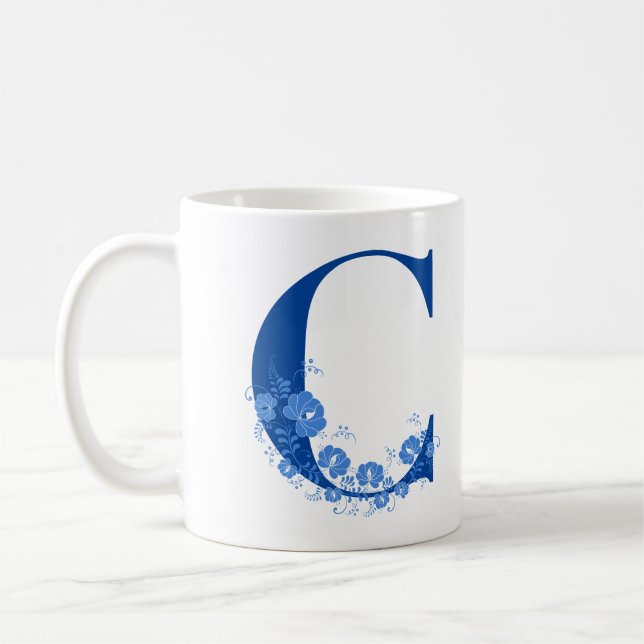 Mugg med Monogram Blommigt Brev C (Vänster)