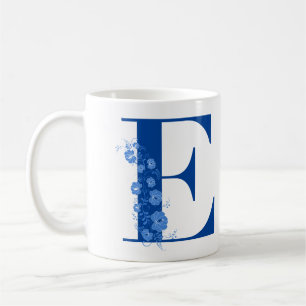 Mugg med Monogram Blommigt Brev E