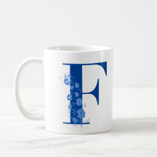 Mugg med Monogram Blommigt Brev F