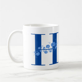 Mugg med Monogram Blommigt Brev H