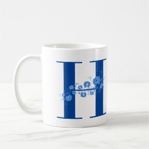 Mugg med Monogram Blommigt Brev H