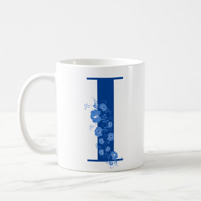 Mugg med Monogram Blommigt Brev I (Vänster)