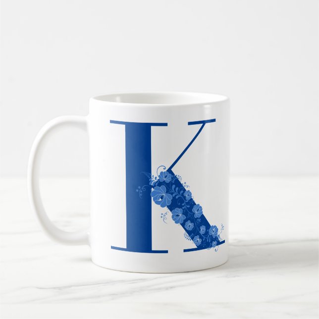 Mugg med Monogram Blommigt Brev K (Vänster)