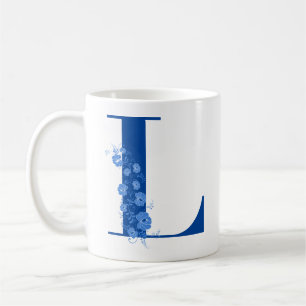 Mugg med Monogram Blommigt Brev L