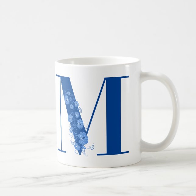 Mugg med Monogram Blommigt Brev M (Höger)