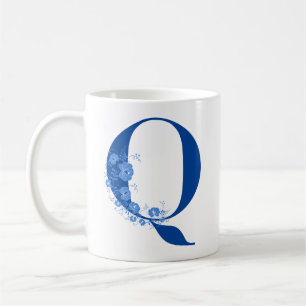 Mugg med Monogram Blommigt Brev Q