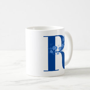 Mugg med Monogram Blommigt Brev R