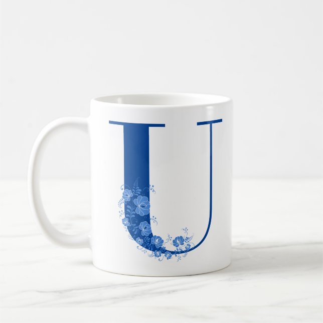 Mugg med Monogram Blommigt Brev U (Vänster)