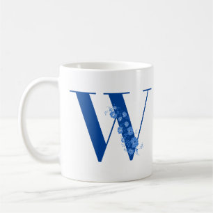 Mugg med Monogram Blommigt Brev W