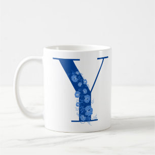 Mugg med Monogram Blommigt Brev Y