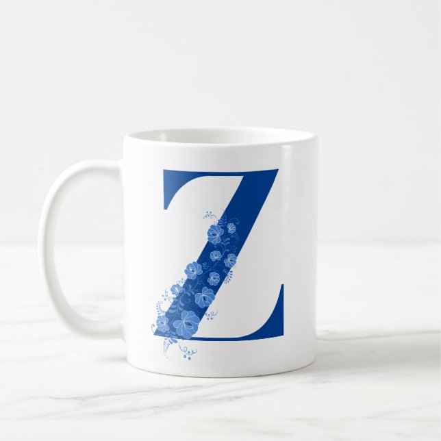 Mugg med Monogram Blommigt Brev Z (Vänster)