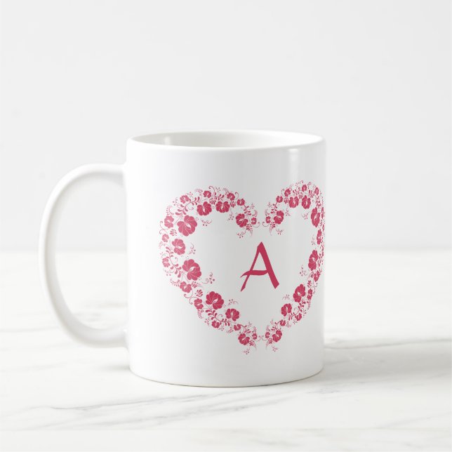 Mugg med monogram och Rosa hjärtsymbol (Vänster)