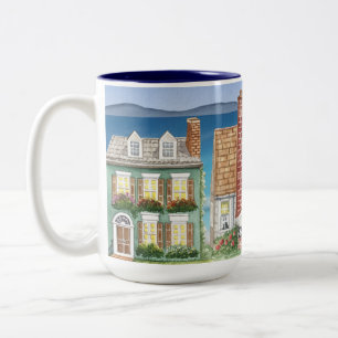 Mugg med Nice Tittar hem på stranden