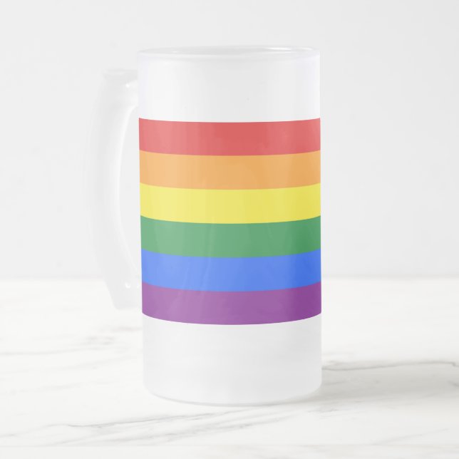 Mugg med regnbåge, flagga av HBT-Pride, frostat (Framsida vänster)