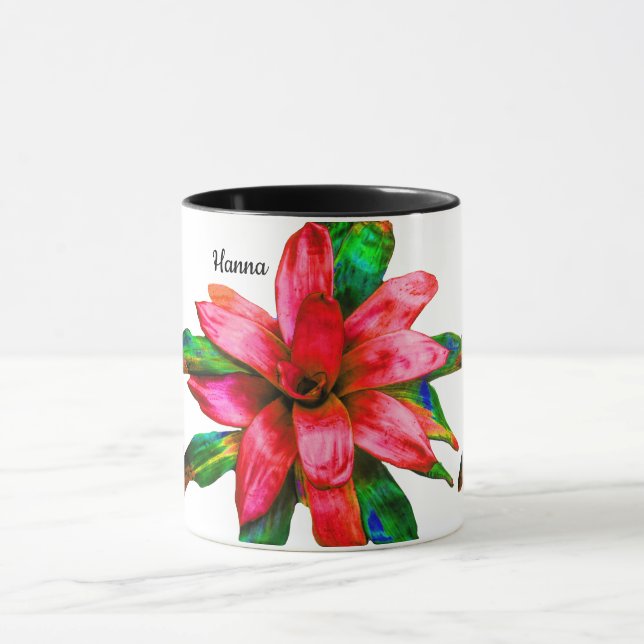 Mugg med röd Bromeliad-blomma (Center)
