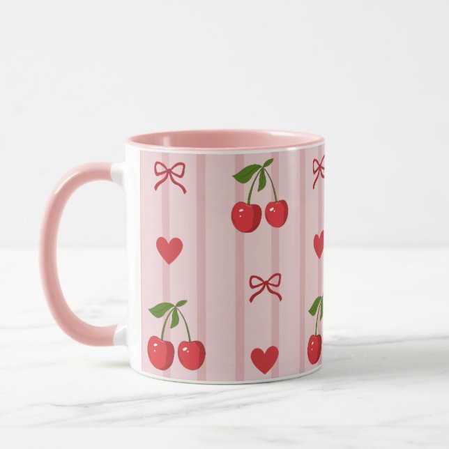 Mugg med röda band och körsbär (Vänster)