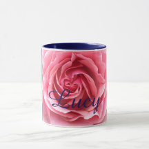 Mugg med rosa ros med blåttklippning