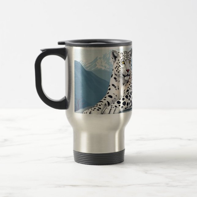 Mugg, med snö leopardkonstruktion resemugg (Vänster)