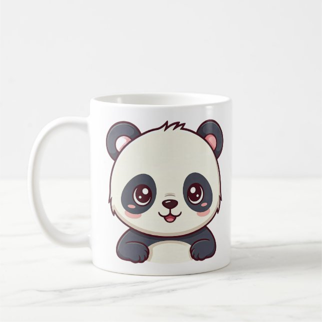 mugg med söt tecknad stil kawaii baby panda (Vänster)