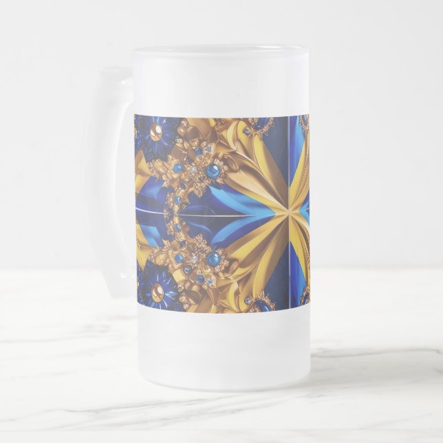 Mugg, med Sverige Färg, med  design Frostat Ölglas (Framsida vänster)