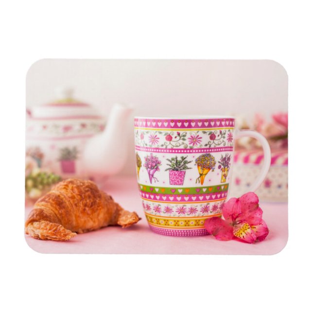 Mugg med tea, krossaft och blomma magnet (Horisontell)