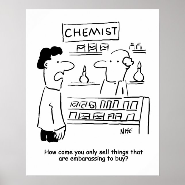 Mugg med texten Kemisten säljer bara pinsamma prod Poster (Framsidan)